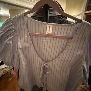 Abound Women's Light Blue Striped Blouse